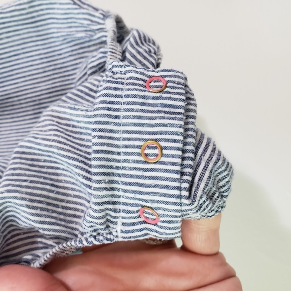 EGG Baby Seersucker Striped Ruffle Accent Onesie - Picture 5 of 10